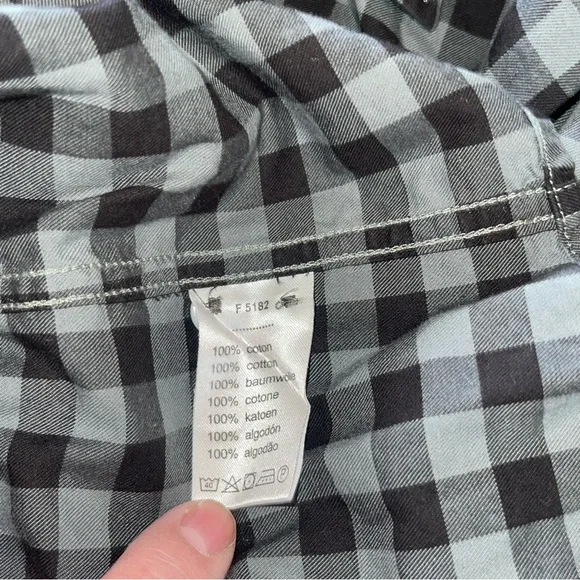 Lacoste Shirt Mens 46 Gray Check Modern Fit Long Sleeve Button Down Gray Black - Picture 8 of 9